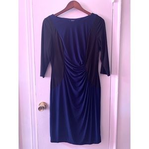 Chaps Blue & Black Size Large Knee length Dress